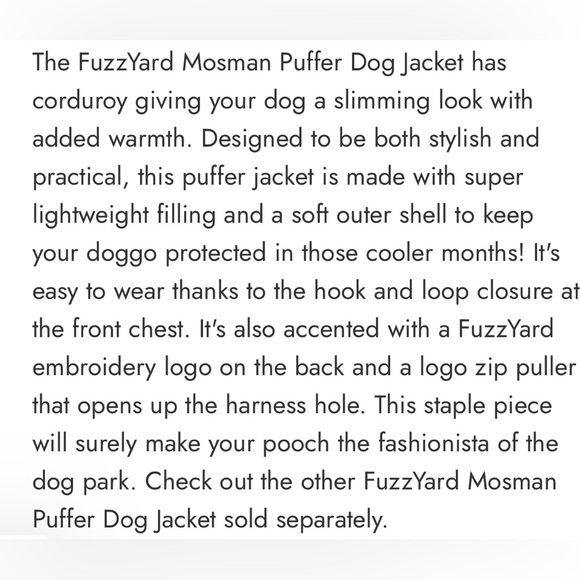 black corduroy puffy coat dog jacket - Picture 6 of 11